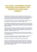 STAT EXAM 1 ASSIGNMENT REVIEW QUESTIONS AND ANSWERS WITH VERIFIED SOLUTIONS
