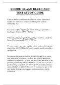 RHODE ISLAND BLUE CARD  TEST STUDY GUIDE QUESTIONS AND ANSWERS 2026