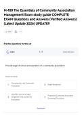 M-100 The Essentials of Community Association Management Exam study guide COMPLETE EXAM Questions and Answers &lpar;Verified Answers&rpar; &lpar;Latest Update 2026&rpar; UPDATE&excl;&excl;  
