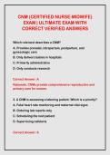 CNM &lpar;CERTIFIED NURSE-MIDWIFE&rpar; EXAM &vert; ULTIMATE EXAM WITH CORRECT VERIFIED ANSWERS