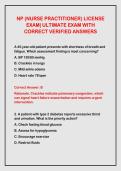 NP &lpar;NURSE PRACTITIONER&rpar; LICENSE EXAM&vert; ULTIMATE EXAM WITH CORRECT VERIFIED ANSWERS