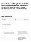 Medical Coding and Billing Certification &lpar;MCBC &rpar;  Exam comprehensive questions &vert; FREQUENTLY MOST TESTED QUESTIONS AND VERIFIED SOLUTIONS&sol;GET IT 100&percnt; ACCURATE&excl;&excl;  2026&excl;&excl;