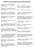 NCE Exam Test Questions and Answers Rated A