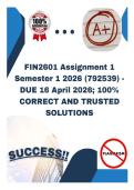 FIN2601 Assignment 1 Semester 1 2026 &lpar;792539&rpar; - DUE 16 April 2026&semi; 100&percnt; CORRECT AND TRUSTED SOLUTIONS
