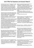 Unit 5 FRQ Test Questions and Answers Rated A
