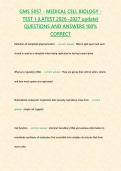 GMS 5057 - MEDICAL CELL BIOLOGY - TEST 1 &lbrace;LATEST 2026 -2027 update&rcub; QUESTIONS AND ANSWERS 100&percnt; CORRECT