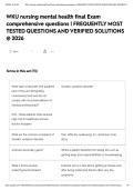 WKU nursing mental health final Exam comprehensive questions &vert; FREQUENTLY MOST TESTED QUESTIONS AND VERIFIED SOLUTIONS &commat; 2026
