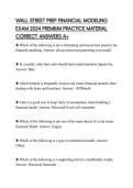 WALL STREET PREP FINANCIAL MODELING EXAM 2024 PREMIUM PRACTICE MATERIAL CORRECT ANSWERS A&plus;