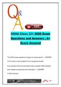 OSHA Class 331 &ndash; 300&plus; Exam Questions & Answers on OSH Act&comma; Focus Four&comma; Lockout&sol;Tagout&comma; HazCom & PSM &lpar;2026&rpar;