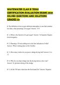 WASTEWATER CLASS B TEXAS CERTIFICATION EVALUATION EXAMS 2026 SOLVED QUESTIONS AND SOLUTIONS GRADED A&plus;