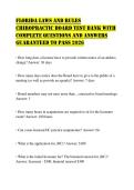 FLORIDA LAWS AND RULES CHIROPRACTIC BOARD TEST BANK WITH COMPLETE QUESTIONS AND ANSWERS GUARANTEED TO PASS 2026