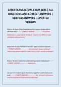 CRMA EXAM ACTUAL EXAM 2026 &vert; ALL QUESTIONS AND CORRECT ANSWERS &vert; VERIFIED ANSWERS &vert; UPDATED VERSION