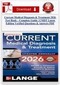 Current Medical Diagnosis & Treatment 2026 Test Bank &ndash; Complete Guide &vert; CMDT Latest Edition Verified Questions & Answers PDF