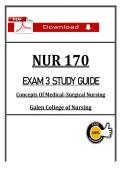 NUR 170 Exam 3 Study Guide &vert; 2026&sol;2027 &lpar;pdf&rpar; &vert; Med-Surg Concepts &vert; Galen