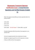 Wastewater Treatment Operator Certification Exam &vert; Comprehensive Questions and Verified Answers Graded A&plus; 2026