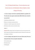 Nur 253 Mental Health Exam 1 Practice Questions and  Correct Answers with Rationale &vert; Newest Update &vert; Galen  College of Nursing