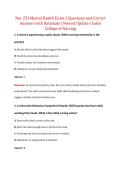 Nur 253 Mental Health Exam 2 Questions and Correct  Answers with Rationale &vert; Newest Update &vert; Galen  College of Nursing 
