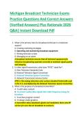 Michigan Broadcast Technician Exams  Practice Questions And Correct Answers  &lpar;Verified Answers&rpar; Plus Rationale 2026  Q&A&vert; Instant Download Pdf