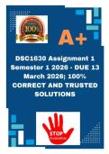 DSC1630 Assignment 1 Semester 1 2026 - DUE 13 March 2026&semi; 100&percnt; CORRECT AND TRUSTED SOLUTIONS