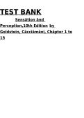 Test Bank Sensation and Perception 10th Edition by Goldstein & Cacciamani Chapters 1-15 Complete 2026 A&plus;