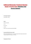 California Wastewater Treatment Operator Grade V Practice Exam Questions And Correct Answers
