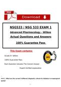 NSG533 &sol; NSG 533 EXAM 1 Advanced Pharmacology - Wilkes  Actual Questions and Answers   100&percnt; Guarantee Pass 