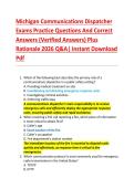 Michigan Communications Dispatcher  Exams Practice Questions And Correct  Answers &lpar;Verified Answers&rpar; Plus  Rationale 2026 Q&A&vert; Instant Download  Pdf 