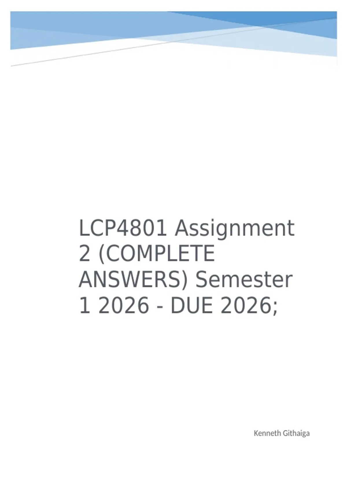 LCP4801 Assignment 2 (COMPLETE ANSWERS) Semester 1 2026 - DUE 2026 ...