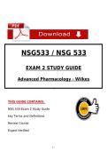 NSG533 &sol; NSG 533 EXAM 2 STUDY GUIDE Advanced Pharmacology - Wilkes
