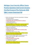 Michigan Court Security Officer Exams  Practice Questions And Correct Answers  &lpar;Verified Answers&rpar; Plus Rationale 2026  Q&A&vert; Instant Download Pdf 