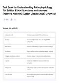 Test Bank for Understanding Pathophysiology&comma; 7th Edition EXAM Questions and Answers &lpar;Verified Answers&rpar; &lpar;Latest Update 2026&rpar; UPDATE&excl;&excl;  