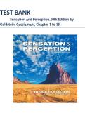Test Bank Sensation and Perception 10th Edition by Goldstein & Cacciamani Chapters 1-15 Complete 2026 A&plus;