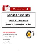 NSG533 &sol; NSG 533 EXAM 3 STUDy GUIDE Advanced Pharmacology - Wilkes