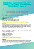 SOS BRAKE & BRAKING SYSTEM &lpar;LATEST 2026&sol;2027&rpar; &vert; QUESTIONS AND ANSWERS &vert; 100&percnt; CORRECT &vert; GRADE A