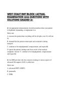 WEST COAST EMT BLOCK 1 ACTUAL EXAMINATION 2026 QUESTIONS WITH SOLUTIONS GRADED A&plus;