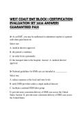 WEST COAST EMT BLOCK 1 CERTIFICATION EVALUATION SET 2026 ANSWERS GUARANTEED PASS