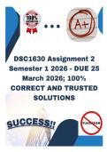 DSC1630 Assignment 2 Semester 1 2026 - DUE 25 March 2026&semi; 100&percnt; CORRECT AND TRUSTED SOLUTIONS