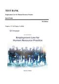 TEST BANK&lowbar;&lowbar;Employment Law for Human Resource Practice 7th Edition by David Walsh &comma; ISBN&colon; 9780357717547 &vert;Chapters 1-17&vert; All Chapters Verified&comma; Guide A&plus;