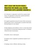 WEST COAST EMT BLOCK EXAM 4 PRACTICE TEST BANK 2026 TESTED QUESTIONS WITH ANSWERS GRADED A&plus;