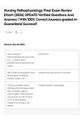 Nursing Pathophysiology Final Exam Review EXAM &lpar;2026&rpar; UPDATE Verified Questions And Answers &vert; With 100&percnt; Correct Answers graded A&plus; Guaranteed Success&excl;&excl;