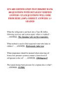 EPA 608 CERTIFICATION TEST 2026&sol;2027 BANK  400 QUESTIONS WITH DETAILED VERIFIED  ANSWERS &sol; EXAM QUESTIONS WILL COME  FROM HERE &lpar;100&percnt; CORRECT ANSWERS&sol; A&plus;  GRADED