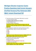 Michigan Elevator Inspector Exams  Practice Questions And Correct Answers  &lpar;Verified Answers&rpar; Plus Rationale 2026  Q&A&vert; Instant Download Pdf
