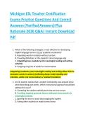 Michigan ESL Teacher Certification  Exams Practice Questions And Correct  Answers &lpar;Verified Answers&rpar; Plus  Rationale 2026 Q&A&vert; Instant Download  Pdf 