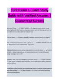 CBPO Exam 1 &ndash; Complete Exam Study Guide 2026&sol;2027 with Verified Answers &vert; Newest Version&period; A&plus;