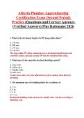 Alberta Plumber Apprenticeship Certification Exam &lpar;Second Period&rpar; Practice &lpar;Questions and Correct Answers &lpar;Verified Answers&rpar; Plus Rationales 2026