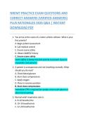 NREMT PRACTICE EXAM QUESTIONS AND  CORRECT ANSWERS &lpar;VERIFIED ANSWERS&rpar;  PLUS RATIONALES 2026 Q&A &vert; INSTANT  DOWNLOAD PDF 