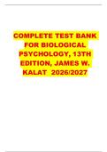 Test Bank for Biological Psychology 13th Edition &ndash; James W&period; Kalat