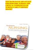 Test Bank for Davis Advantage for Pediatric Nursing 2nd Edition &ndash; Rudd & Kocisko