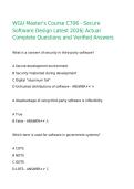 WGU Master's Course C706 - Secure Software Design Latest 2026&vert; Actual Complete Questions and Verified Answers
