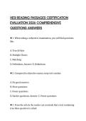 HESI READING PASSAGES CERTIFICATION EVALUATION 2026 COMPREHENSIVE QUESTIONS ANSWERS